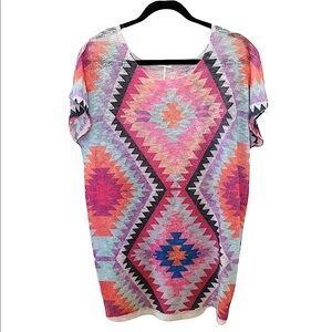 LUNA Chic Tribal Print Knit Tunic Size Small